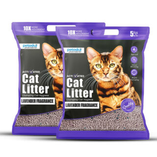 Cat Litter- 10Kg | Lavender Fragrance | Scoopable Bentonite Clay Cat Litter | Advanced Clumping Scented Litter Sand | 99.9% Dust Free | Natural | Odour Control Pack of 2