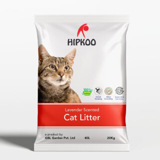 Hipkoo Exclusive Cat Litter 20Kg 100% Natural Lavender Scented Clumping Bentonite Clay Dust Free Single Money Saver Pack Premium Absorbent Eco-Friendly Sand for All Breeds of Cats