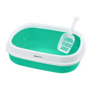 HobbyEnclave Basics Cat Litter Box Tray with Free Scooper | Semi Closed Design and Durable Quality | Suitable for All Adult Cats & Kittens, Green