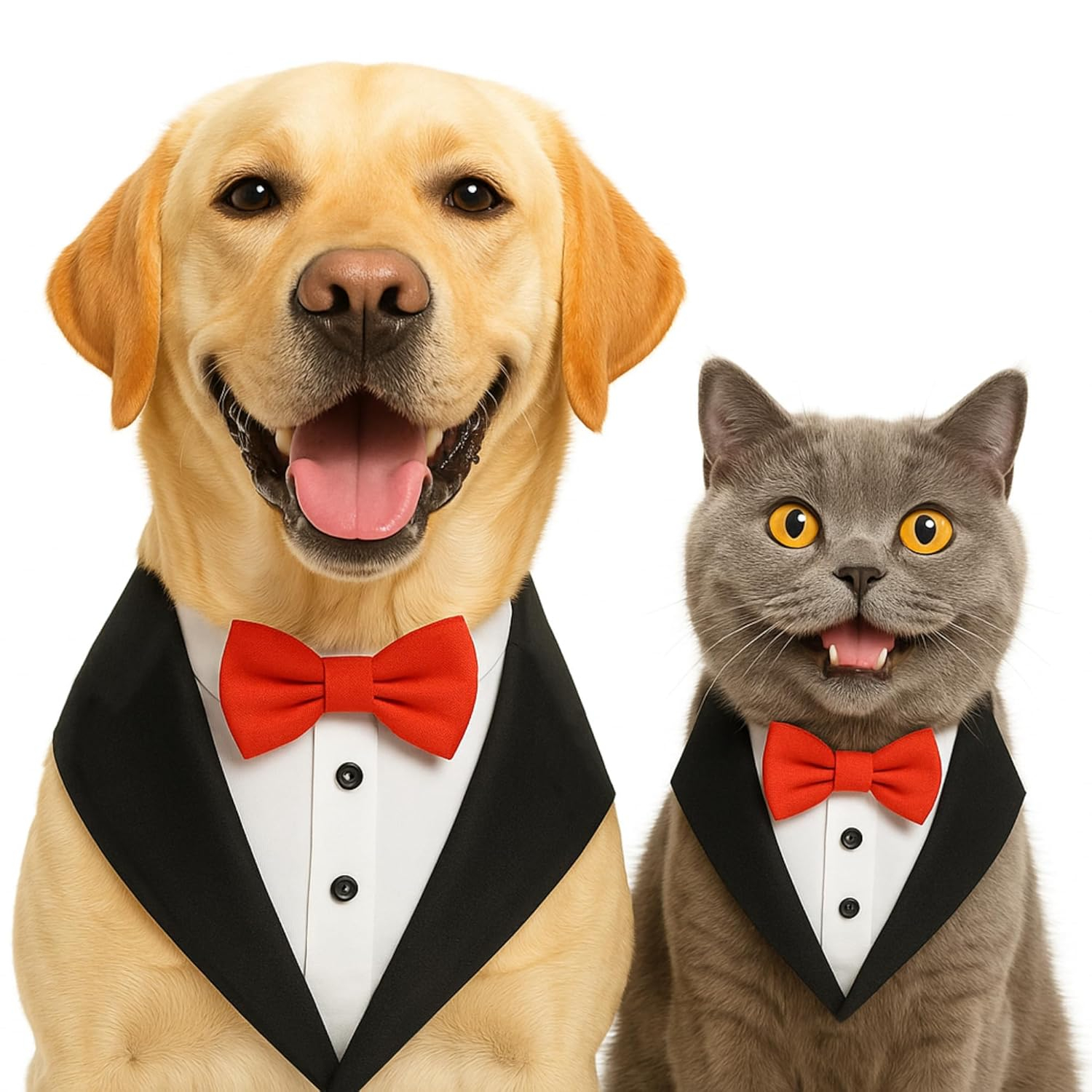 BURAQ Dog Tuxedo Bandana, Ideal for Dog Birthday Decorations, Adorable and Comfortable Pet Apparel (S - Black)