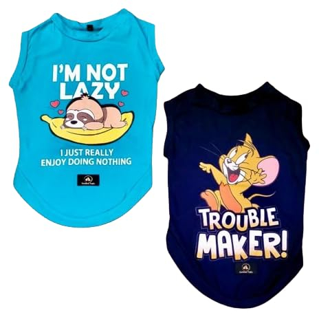 Printed Pet T-Shirts for Dogs and Cats, Pine Green and Navy Blue, Set of 2 Tshirts (XXXL, 24 Inches)