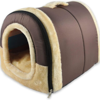 AMICA Igloo Dog House, Portable Cat Igloo Bed with Removable Cushion, 2 in 1 Washable Cozy Dog Igloo Bed Cat Cave, Foldable Non-Slip Warm for Pets Puppy Kitten Rabbit (Small)