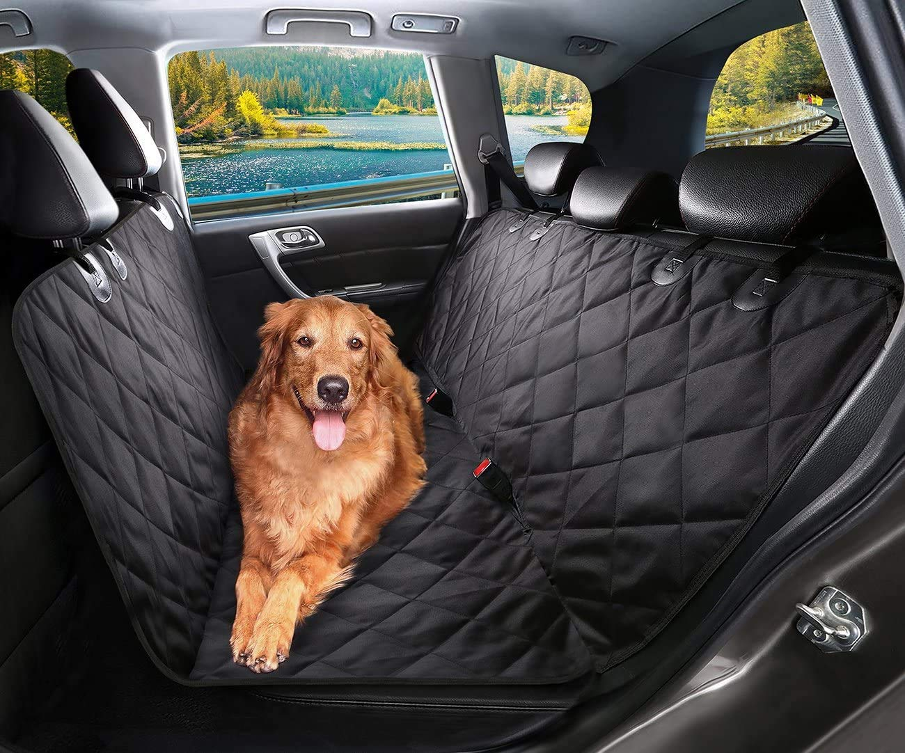Dog Car Seat Cover, Waterproof & Scratch Proof & Nonslip Back Seat Cover, Dog Travel Hammock with Seat Anchors, Machine Washable, Durable, Universal fits All Cars, Pet Cover(Black) (for Hatchback) - Image 2